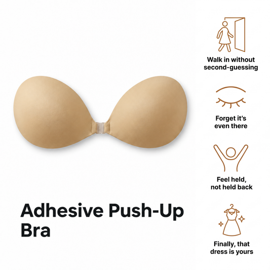 Refero Adhesive Push-Up Bra kit - strapless backless adhesive cups with front clasp