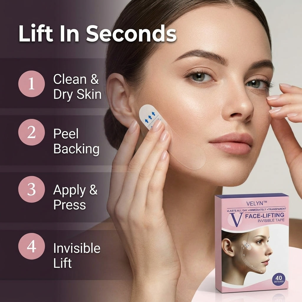 Cinta Invisible para Lifting Facial | Luce un rostro instantáneamente levantado y listo para fotos – sujeción transpirable que se funde con tu piel