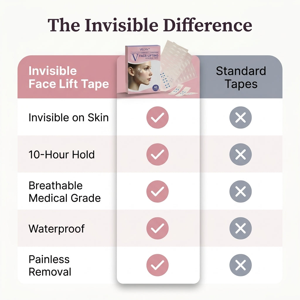 Cinta Invisible para Lifting Facial | Luce un rostro instantáneamente levantado y listo para fotos – sujeción transpirable que se funde con tu piel