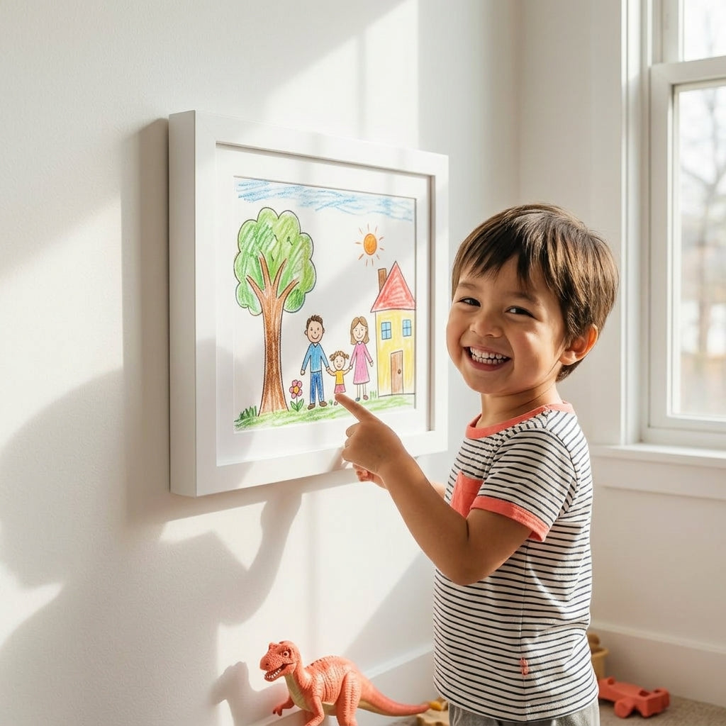 Kids Drawing Memory Frame | Turn their little masterpieces into a proud home gallery – stores up to 150 pages