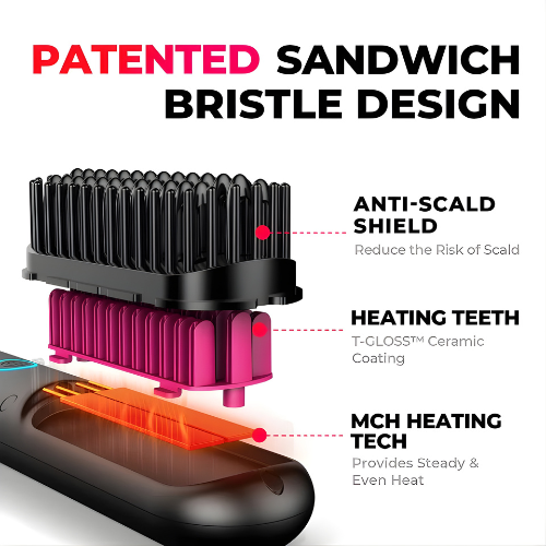 Heated Hair Smoothing Brush | Get sleek salon confidence anywhere – 3 heat settings for every hair day