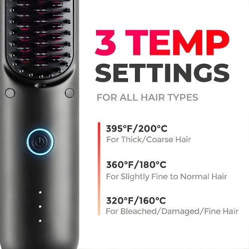 Heated Hair Smoothing Brush | Get sleek salon confidence anywhere – 3 heat settings for every hair day