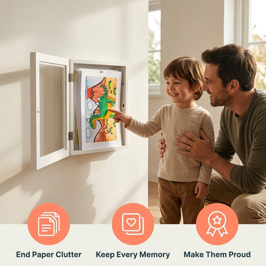 Kids Drawing Memory Frame | Turn their little masterpieces into a proud home gallery – stores up to 150 pages