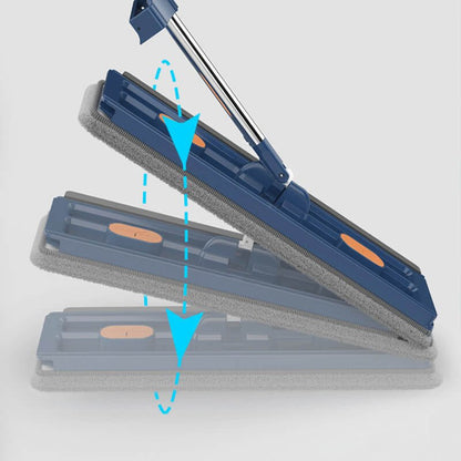 Hands-Free Flat Mop | Clean your floors without touching dirty water – reusable microfiber pads included