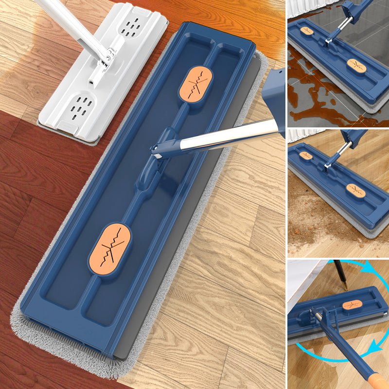 Hands-Free Flat Mop | Clean your floors without touching dirty water – reusable microfiber pads included