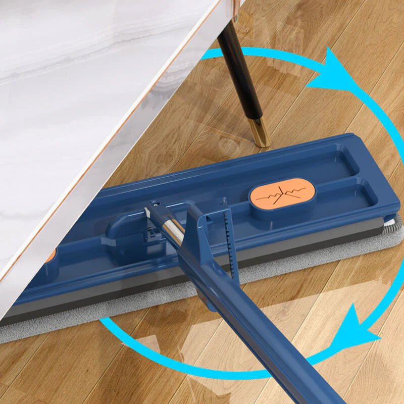 Hands-Free Flat Mop | Clean your floors without touching dirty water – reusable microfiber pads included