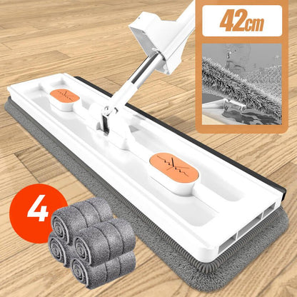 Hands-Free Flat Mop | Clean your floors without touching dirty water – reusable microfiber pads included