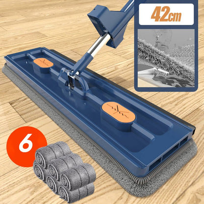 Hands-Free Flat Mop | Clean your floors without touching dirty water – reusable microfiber pads included