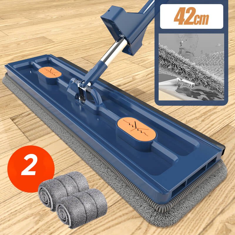Hands-Free Flat Mop | Clean your floors without touching dirty water – reusable microfiber pads included