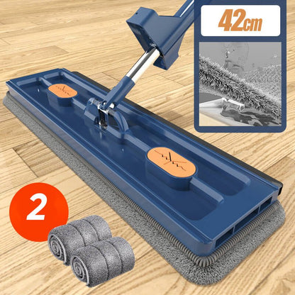Hands-Free Flat Mop | Clean your floors without touching dirty water – reusable microfiber pads included