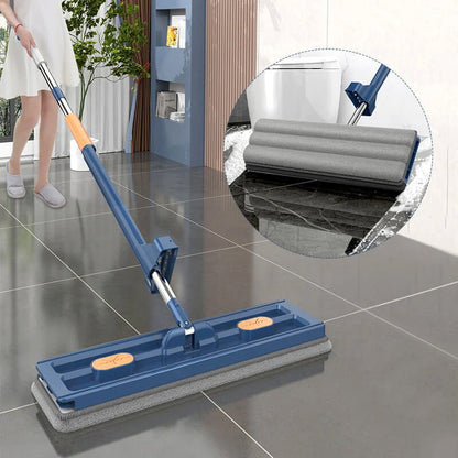 Hands-Free Flat Mop | Clean your floors without touching dirty water – reusable microfiber pads included